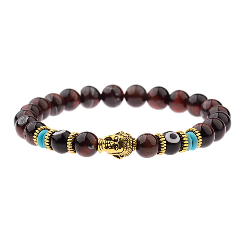 Wholesale Tiger Stone Energy Beads Bracelet with Alloy Buddha