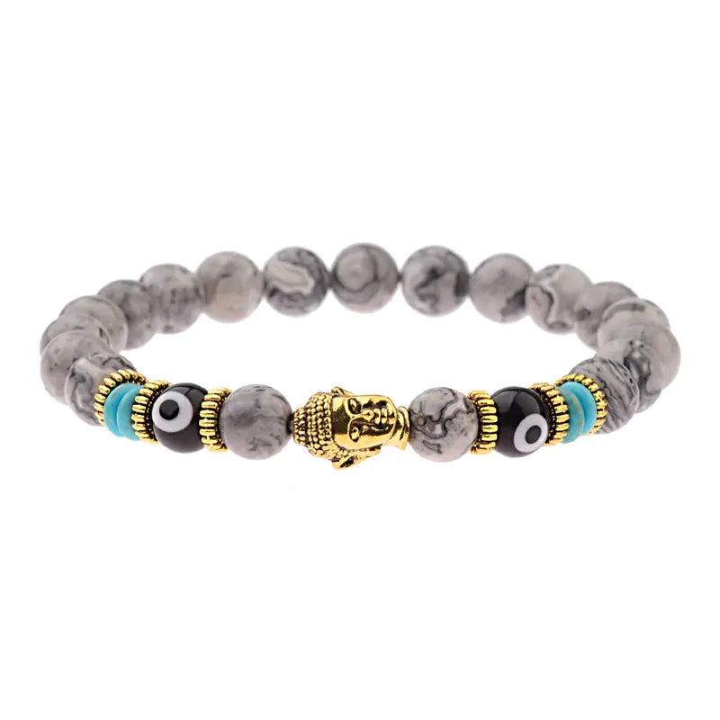 Wholesale Tiger Stone Energy Beads Bracelet with Alloy Buddha