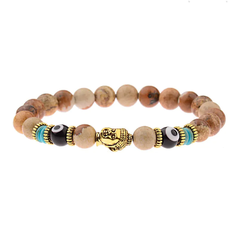 Wholesale Tiger Stone Energy Beads Bracelet with Alloy Buddha