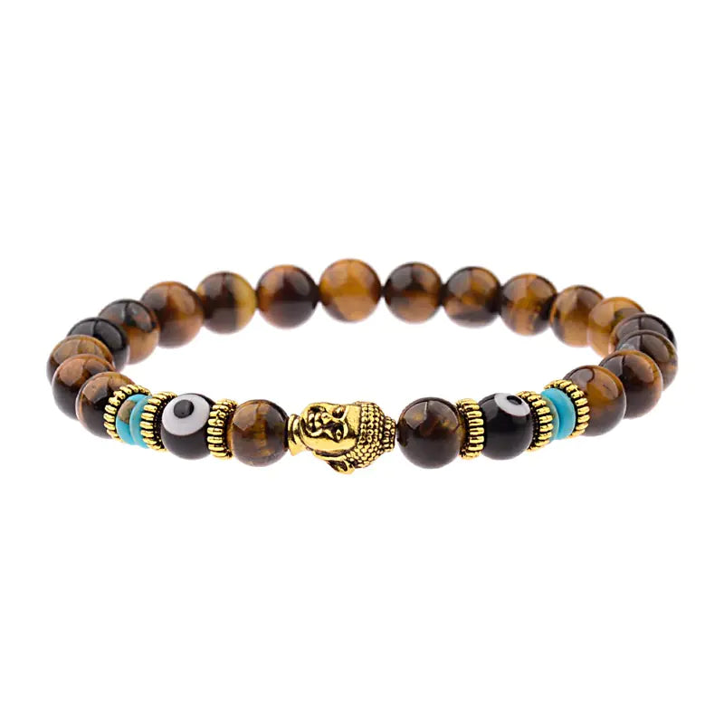 Wholesale Tiger Stone Energy Beads Bracelet with Alloy Buddha