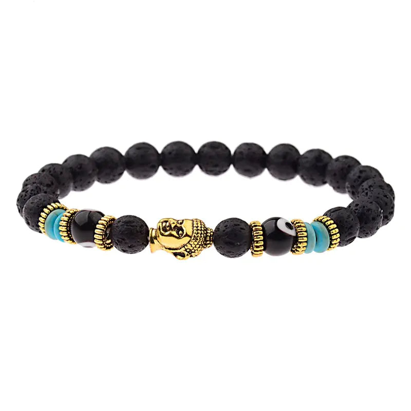 Wholesale Tiger Stone Energy Beads Bracelet with Alloy Buddha