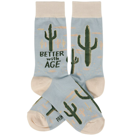 Better With Age Socks | Cactus Plants Illustration