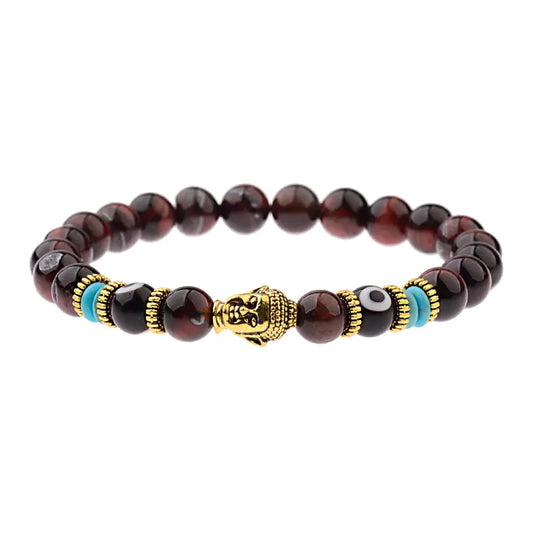 Wholesale Tiger Stone Energy Beads Bracelet with Alloy Buddha