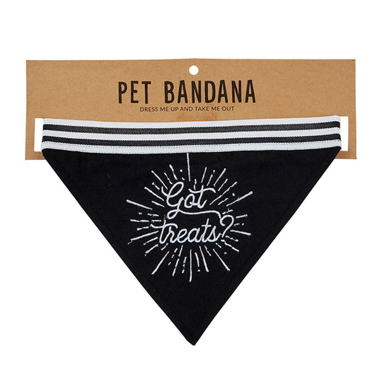 Got Treats Black Pet Bandana  | 9" W x 6" H