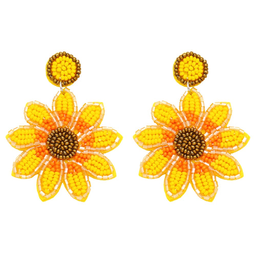 Sunflower Bohemia Handmade Beaded Stone Earrings For Women