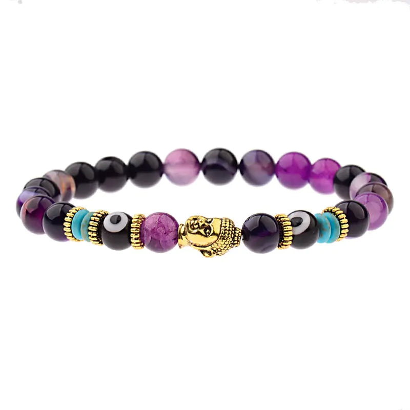 Wholesale Tiger Stone Energy Beads Bracelet with Alloy Buddha